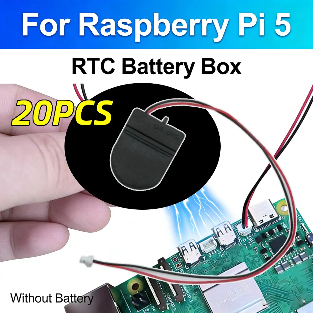 

20 шт. аккумуляторный модуль часов реального времени для Raspberry Pi 5 RTC, держатель Plug and Play, совместимый с GPIO, непрерывная работа для RPI 5