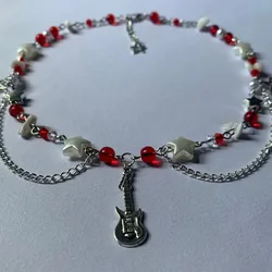 red guitar star necklace Gothic Jewelry woman