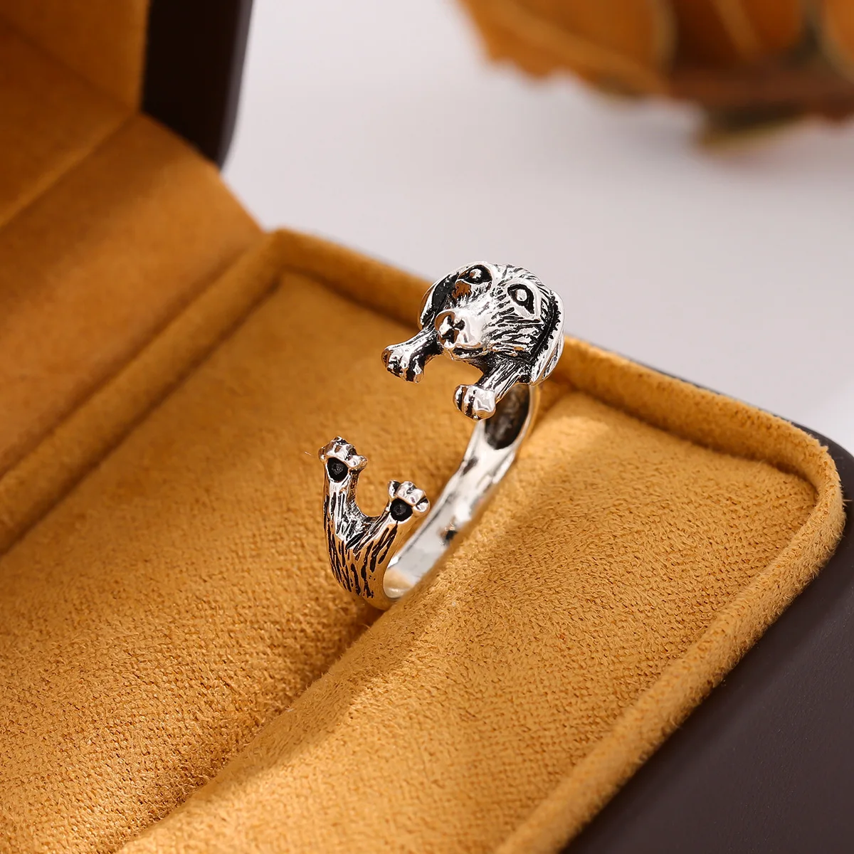 

Личность Ретро Новый Изысканный Подарок Щенок Милые Животные Ювелирные Изделия Стерлингового Серебра 925 Пробы Сладкая Собака Открывающиеся Кольца R201