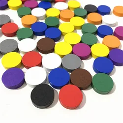 Disco de madera de 11 colores, piezas de juego de peón, ajedrez colorido para fichas, accesorios de juego de mesa, 15x5MM, 50 unidades