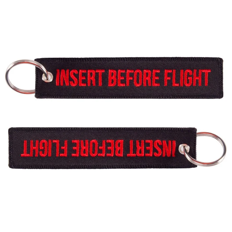 Insert Before Flight Car Bag Keychain Fobs Motorcycle Key Ring Tag Jewelry Both Sides Embroidery Aviation Holder Christmas Gifts