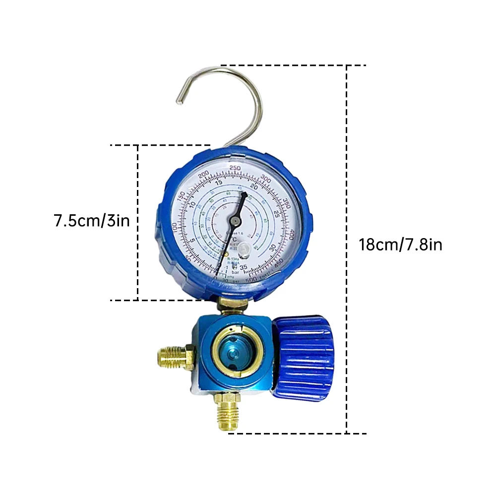 500/800PSI Refrigerant Manometer Manometer Air Condition Pressure Gauge Manometer Valve For R410A R22 R134a R404A