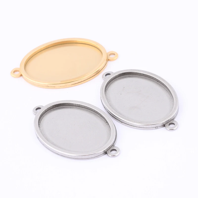 5 sztuk ze stali nierdzewnej 18x25mm owalne złącze kaboszonowe podstawowe ustawienie tace diy bransoletka bezel półfabrykaty na materiały do wyrobu biżuterii