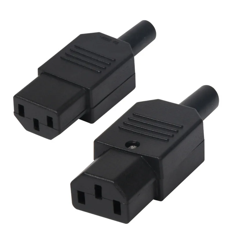 IEC 320 Straight Cable AC Plug Socket C13 C14 10A 250V Black Rewireable Electrical 3 Pin Female Male Power Connector