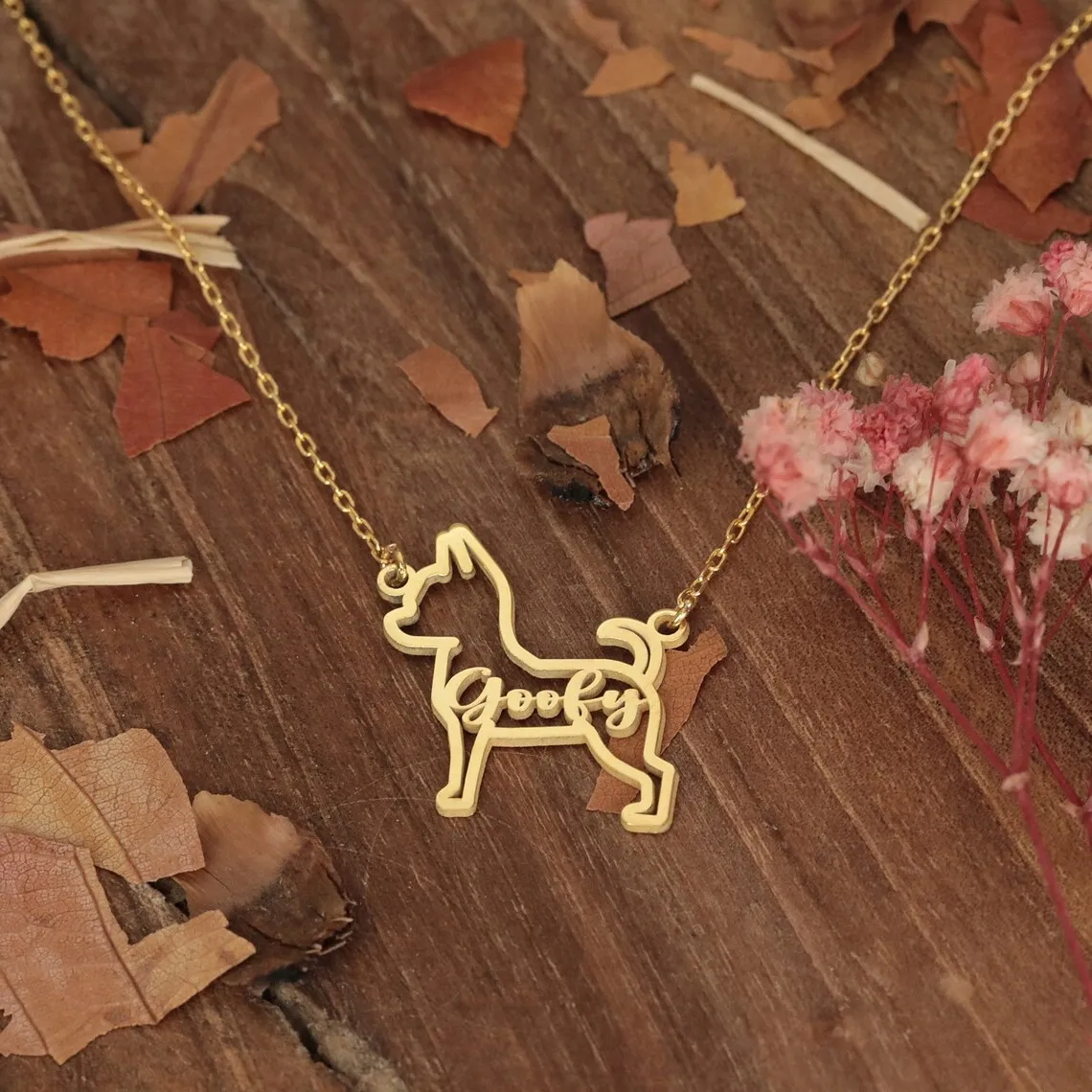 Custom Cute Pet Dog Name Necklace, Aço Inoxidável, Personalizado, Cor do Ouro, Nickname Necklace, Mulheres, Menina, Crianças