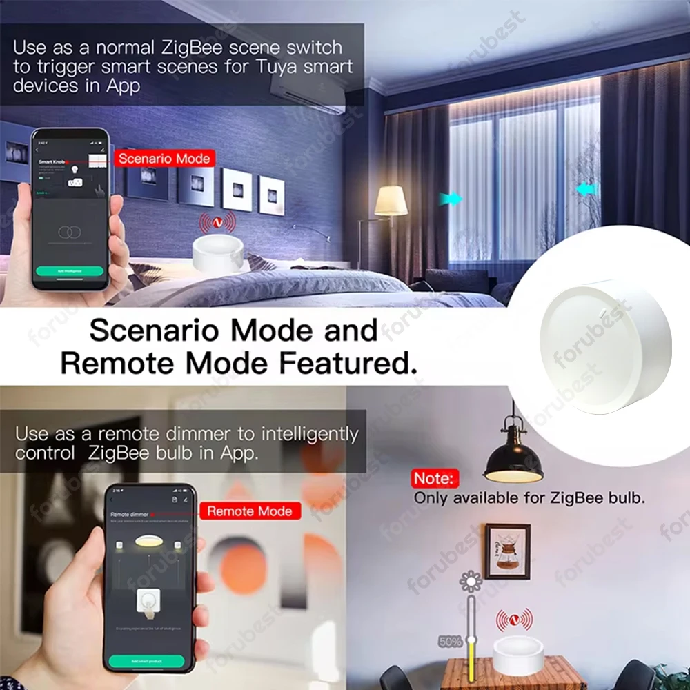 New Tuya Smart Zigbee Knob Switch DIY Wireless Scene Button Remote Dimmer Switch Smart Life Linkage Automation Scenario Switch