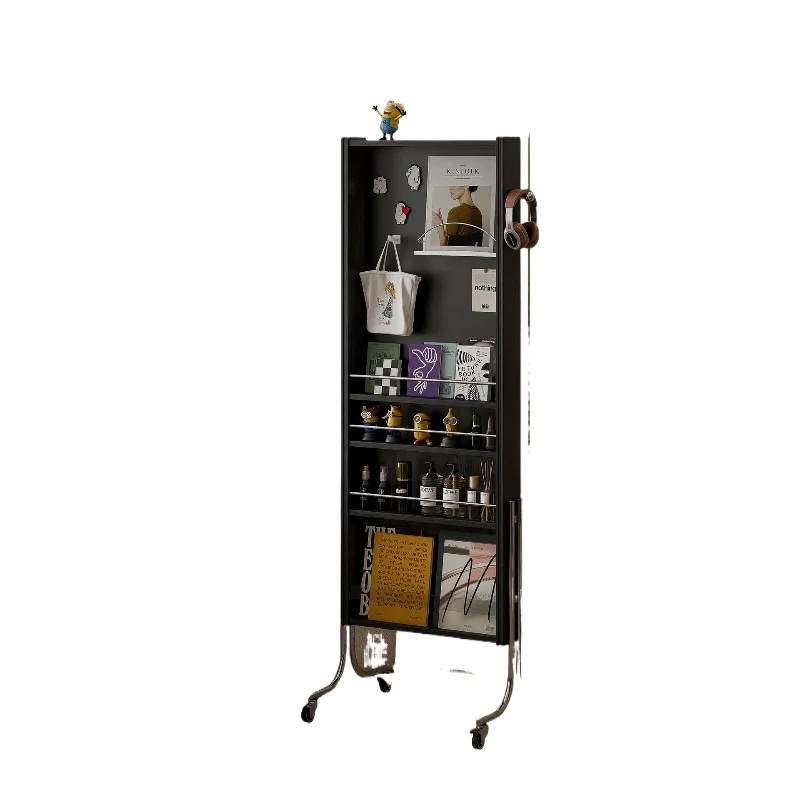 Minimalist full-length mirror removable medieval style storage magazine shelf, bookshelf storage