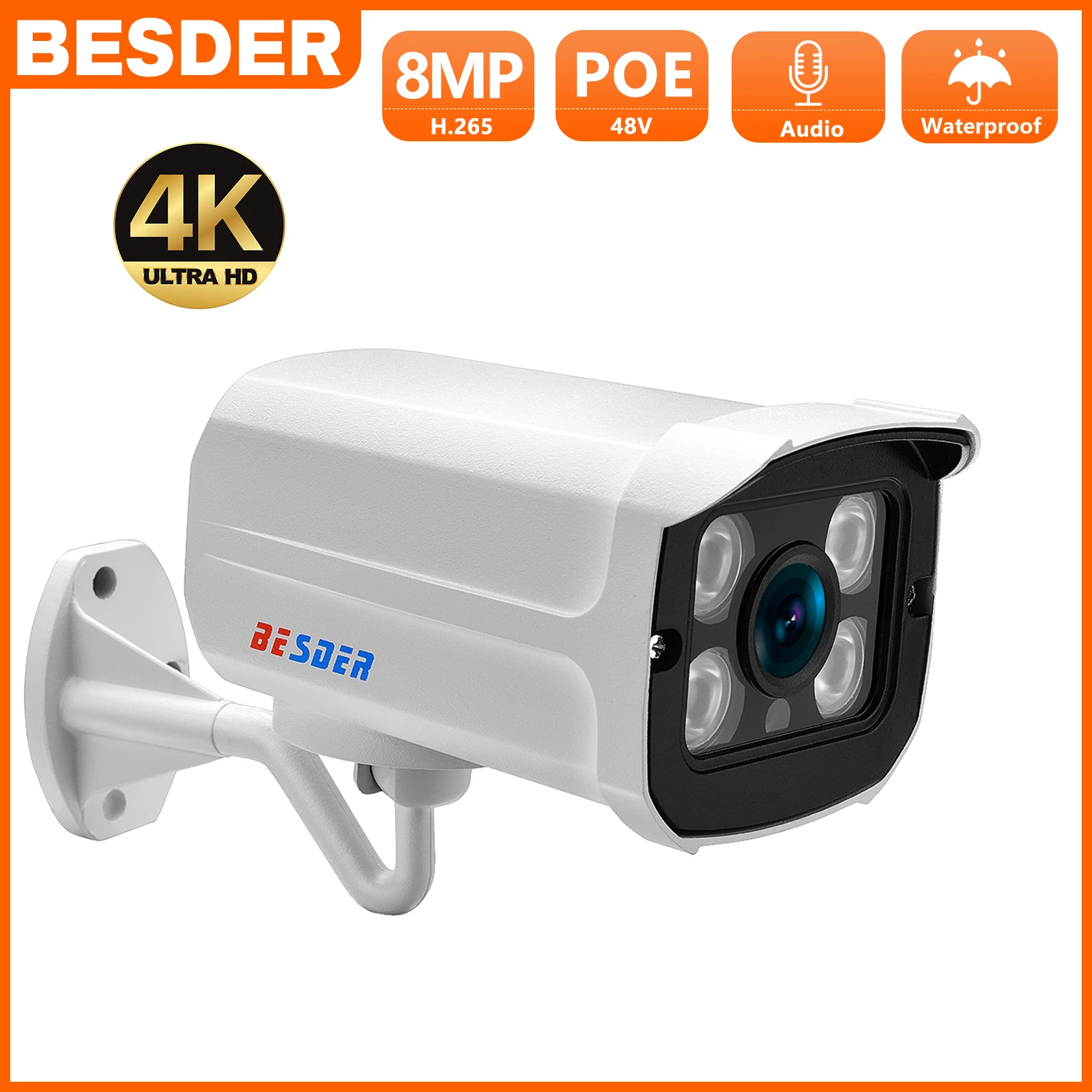 BESDER Wide Angle 2.8mm 2MP 4MP 5MP 8MP IP Camera Waterproof Surveillance P2P RTSP Bullet CCTV Camera Email Alert XMEye Outdoor