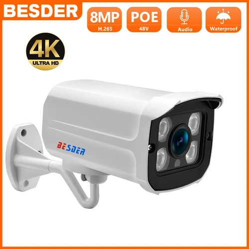 Imagen 1 del producto BESDER-cámara de vigilancia IP impermeable para exteriores, cámara de CCTV tipo bala P2P RTSP de 2,8mm, 2MP, 4MP, 5MP, 8MP, alerta por correo electrónico, XMEye