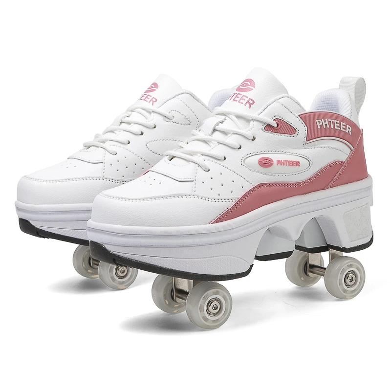 NONE Verformungsschuhe, Roll-Sneaker mit 4-Rad-Skates, für Erwachsene und Kinder, Runaway Parkour Wheels-Schuhe für Damen und Herren, Jugend-Sportschuhe 3