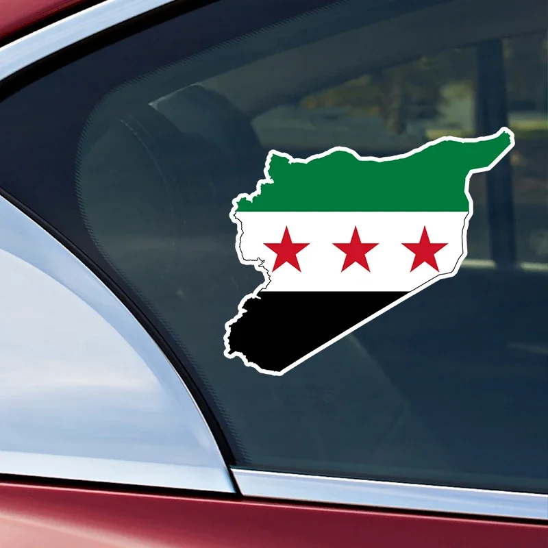 Car Sticker Syria Flag Map Car Sticker Car Accessories Decorative PVC Waterproof Sunscreen 15cm