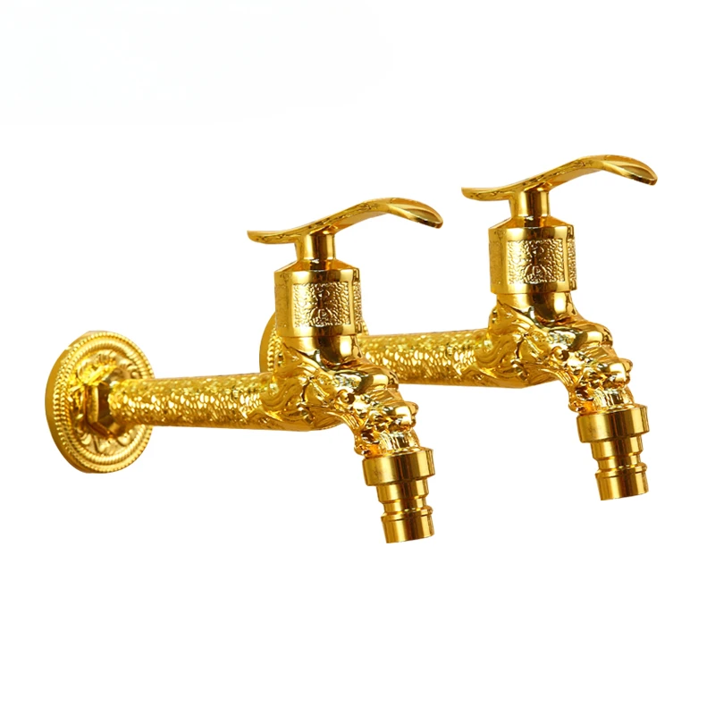 European antique gold washing machine faucet mop pool extended single cold quick open 4 points antique gold-plated faucet