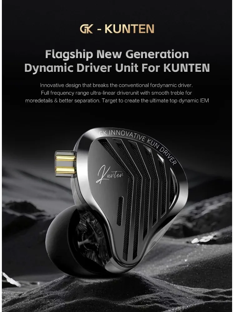 Słuchawki douszne GK KUNTEN Dynamic Drive Heavy Bass HIFI Sportowe Metalowe Odłączane Kompatybilne z 2PIN — zdjęcie produktu 7