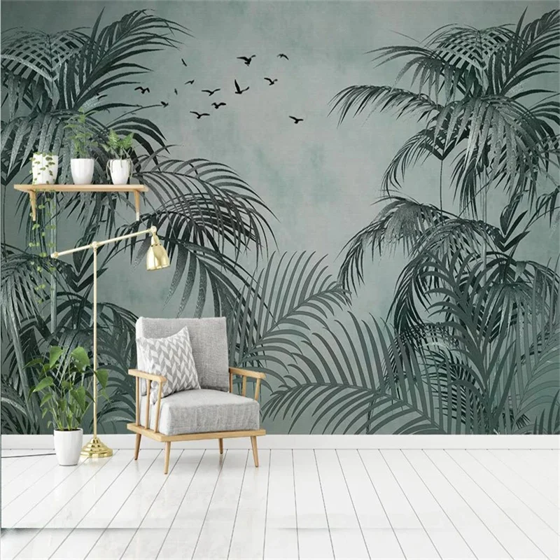 

Custom wallpaper 3d modern minimalist mural Nordic style medieval tropical plant background wall living room bedroom decoration