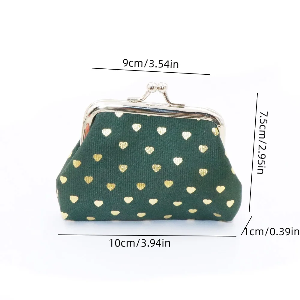 Cosmetic Clutch Kiss Lock Wallet Heart Print Metal Coin Pouch Foldable Portable Buckle Mini Wallet Shopping