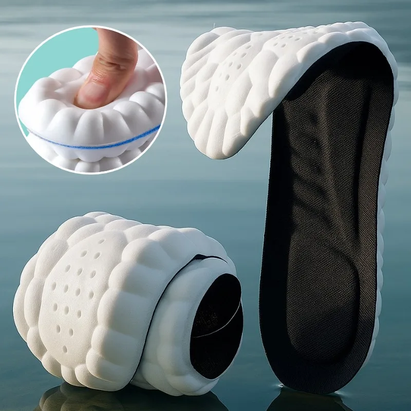 Soft 4D Cloud Technology Sports Insoles for Shoes PU Sole Soft Breathable Shock Absorption Cushion Latex Sports Pads Unisex