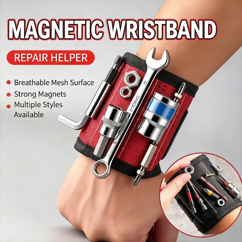Magnetic Wristband Portable Tool Bag Electrician Wrist Tool Belt Screws Nails Drill Bits Holder Repair Tools for Holding Screws