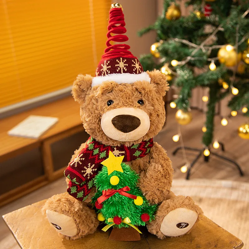 Pluszowy miś świąteczny, elektryczny śpiewający miś, uroczy prezent dla dzieci