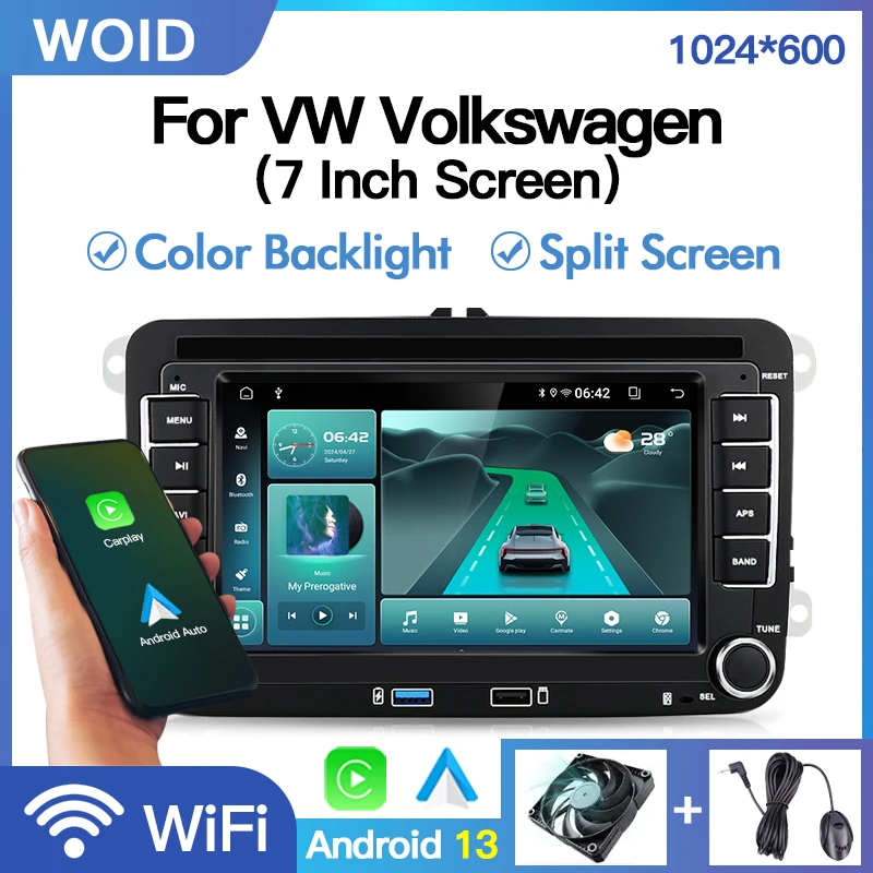 

Car Autoradio Radio Player Wifi BT 7" Android13 For VW Volkswagen Jetta Multivan T5 New Beetle Multimedia Navigation GPS Carplay