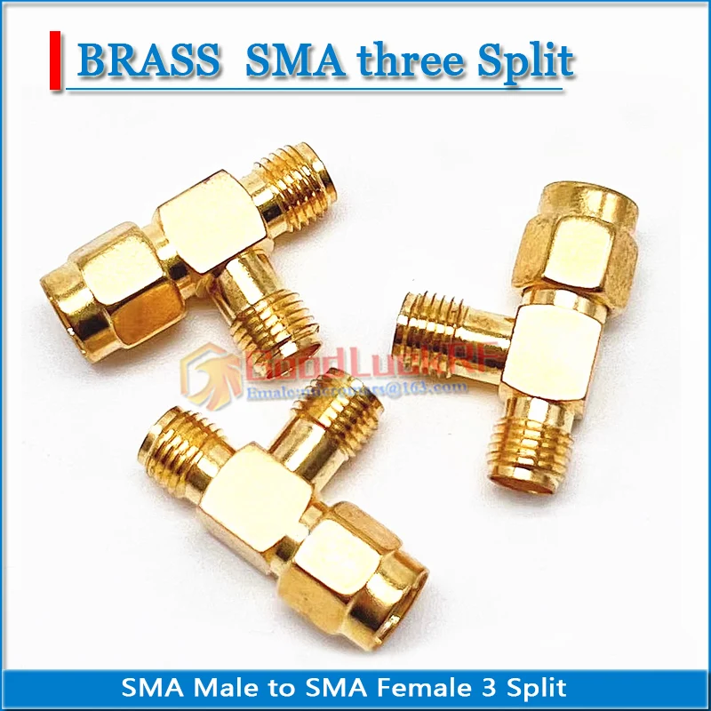 

SMA Female to SMA Female to SMA Male 3 Way Splitter T-Type SMA-KKJ Gold Plated Copper SMA Male to SMA Male RF Adapter Connector