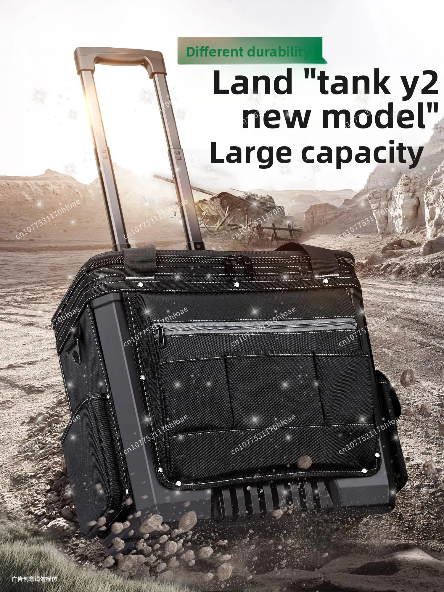 Large Multi-Functional Oxford Cloth Electrician Bag with Wheels Trolley Tool Box Bag