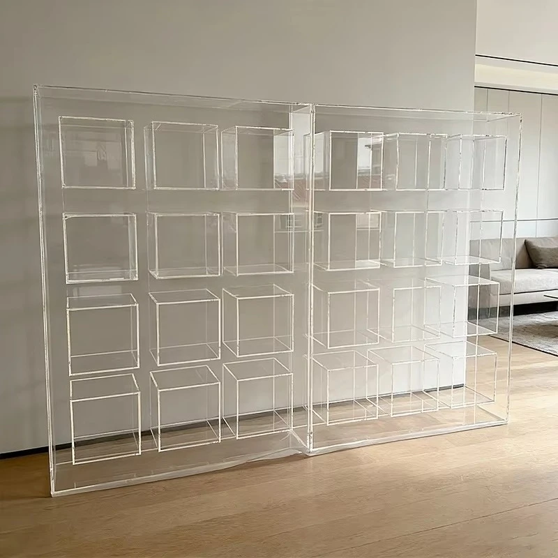 fv-Factory Custom High Class Transparent Suspended Acrylic Storage Cabinet Luxury Multi-grid Acrylic Display Cabinet