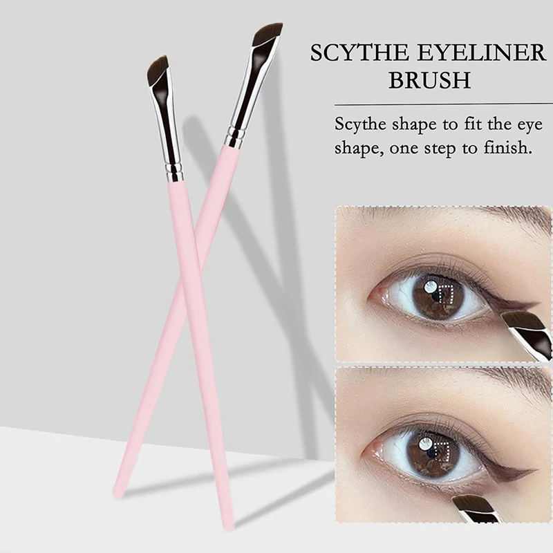 Eyeliner a lama rosa pennello per sopracciglia piatto Ultra sottile ad angolo Fine sotto gli occhi posiziona il pennello per il trucco pennello per dettagli precisi