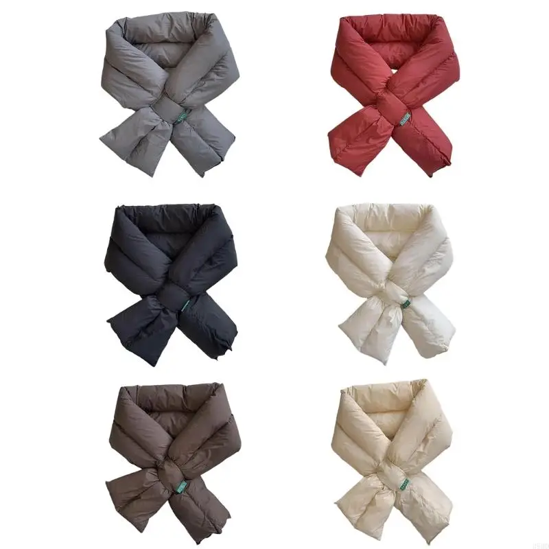 

Womens Winter Warm Down Scarf Collar Neck Warmer Solid Color Lightweight Padded Puffer Scarves Neck Wrap for Outdoor Ski