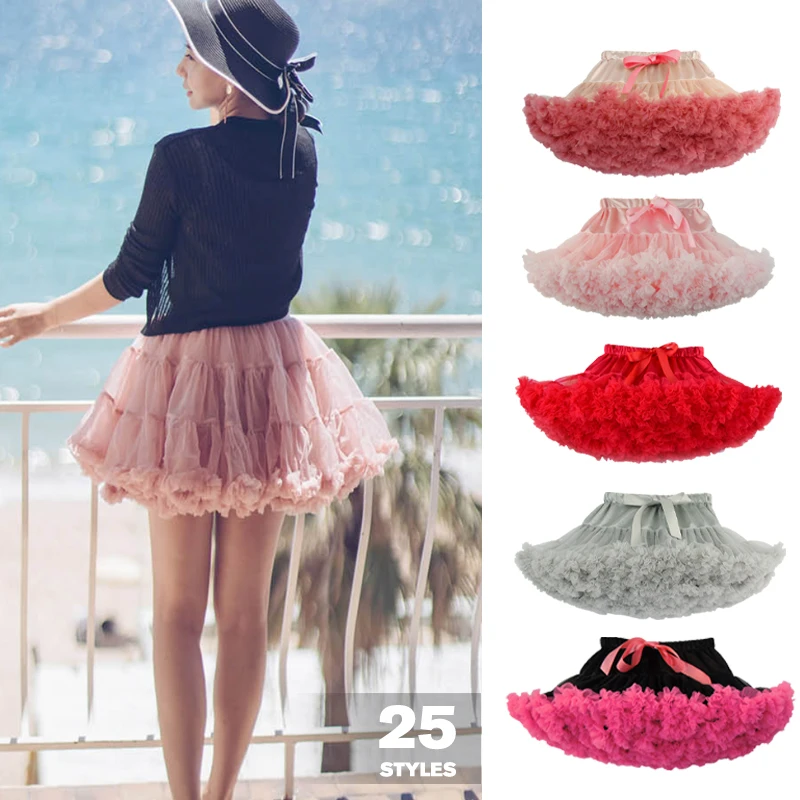 Falda de tutú para mujer y niña, ropa interior mullida para fiesta, Ballet, adolescente, Princesa, tul, baile