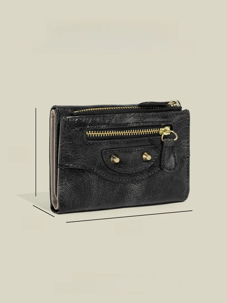 

CAPIE&KURI Retro Motorcycle ort Wallet Women's Portable Multi-Card Slot Cact Money Clip Birthday Gift