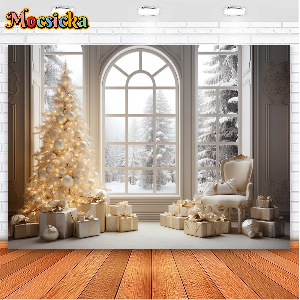 Mocsicka Winter Kerstfotografie Achtergronden Kerstcadeaus Vakantie Feest Familie Kinderen Portret Foto Backdrops Studio