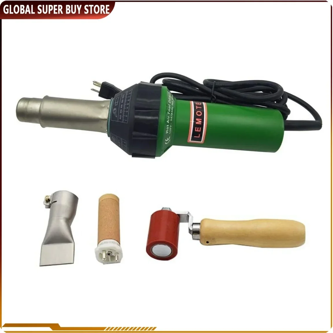 1600W Plastic Welding Gun Hot Air Heat Gun Adjustable Temperature PVC TPO Welding Kit Speed Nozzle Roller Roofing Welder Machine