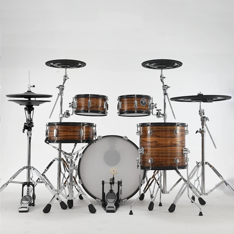 

Электронный барабанный комплект Lemon Drum T950 Dark Wood Grain/sparkle Black без модуля