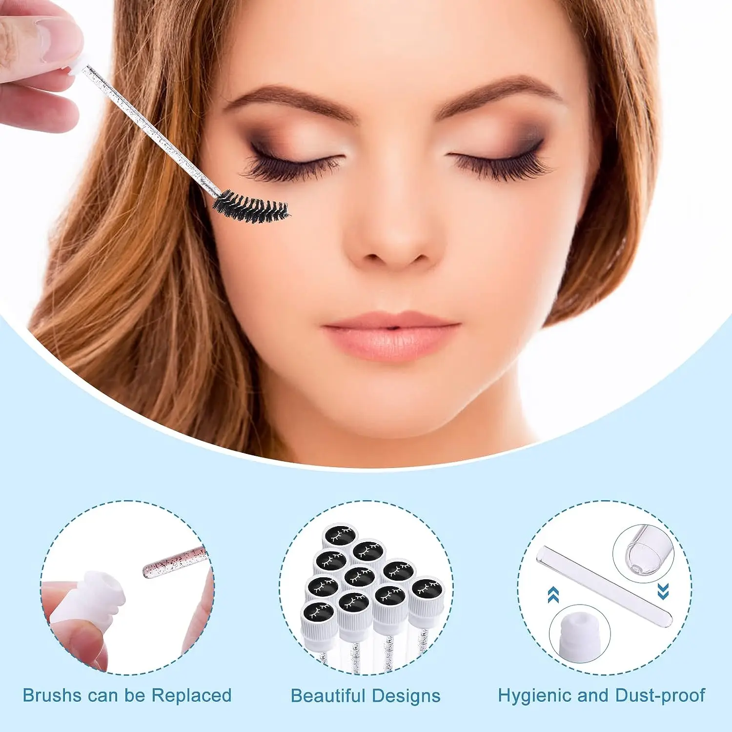 40 Pcs Lash Shampoo Bottle Brushes Set, 10 Pcs Lash Shampoo Brushes, 10 Pcs Lash Brushes Tubes, 10 Pcs Eyelash Shampoo Dispenser