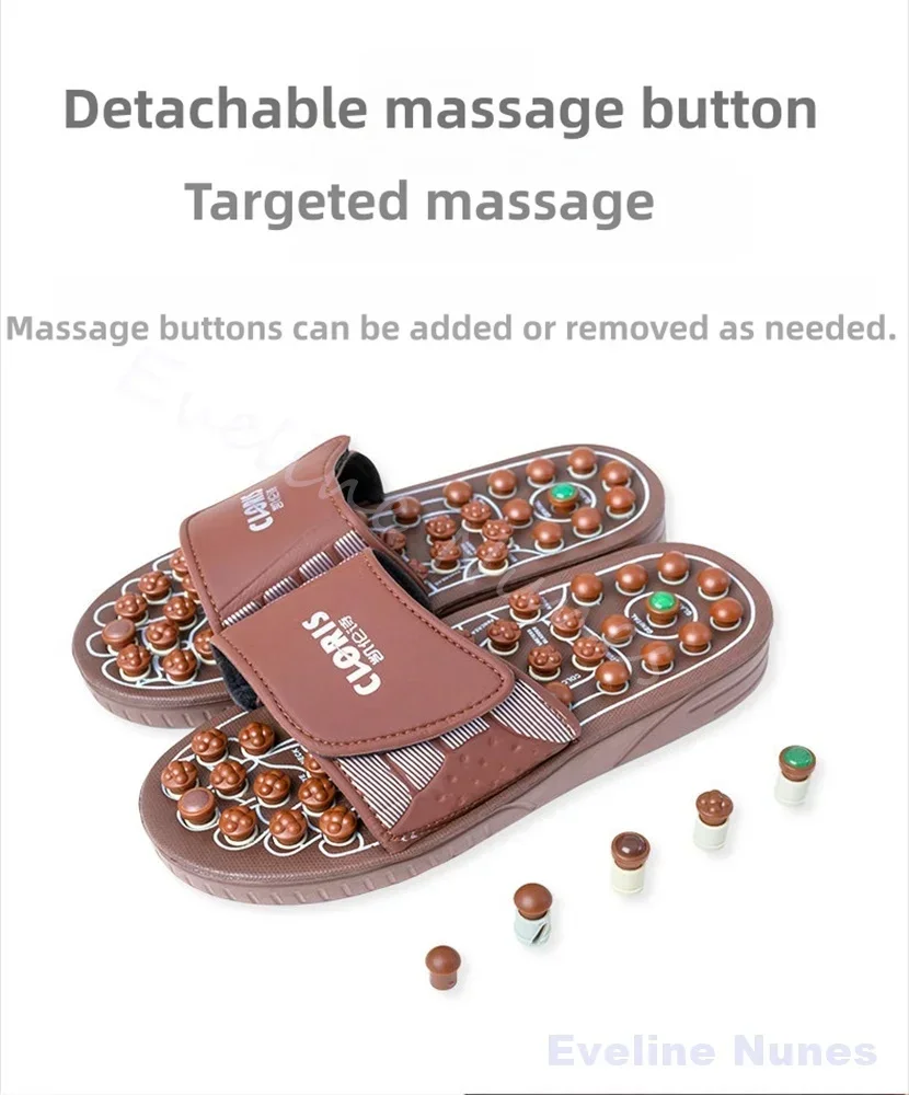 Brown Foot Massage Slippers Men/women Gift First Choice Acupressure Jade Spring Magnetic Therapy Shoes - view 3