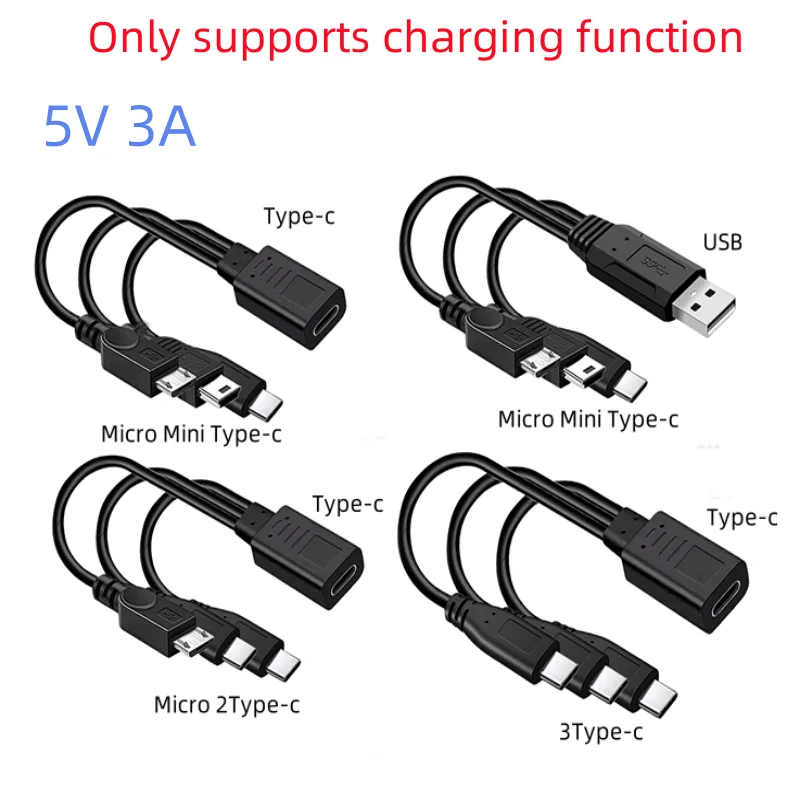 

USB-C Splitter Charging Cable USB-C Female to Micro/Mini USB/Type-C Male 30cm Short Charger Wire for MP3 Phone Tablet and More
