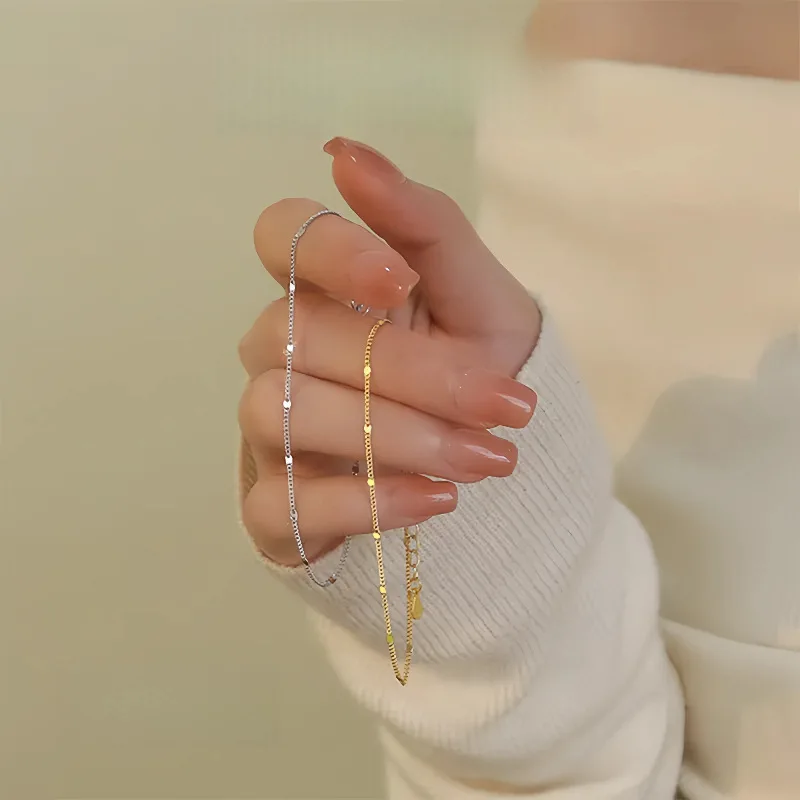 

CHOZON S925 Серебро 14 К Позолоченный Дисковый Браслет Французский Сверкающий Оптовая Изящные Ювелирные Изделия для Женщин