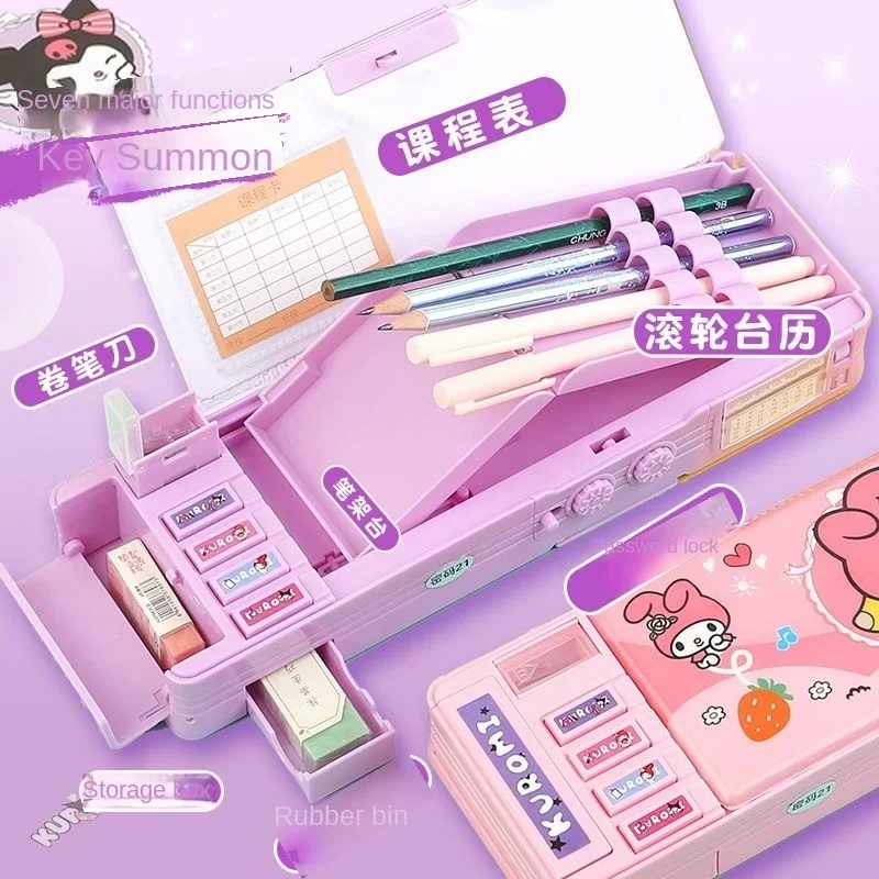 Cartoon Kuromi cute primary school password lock stationery box kawaii girls pencil case school supplies gift wholesale