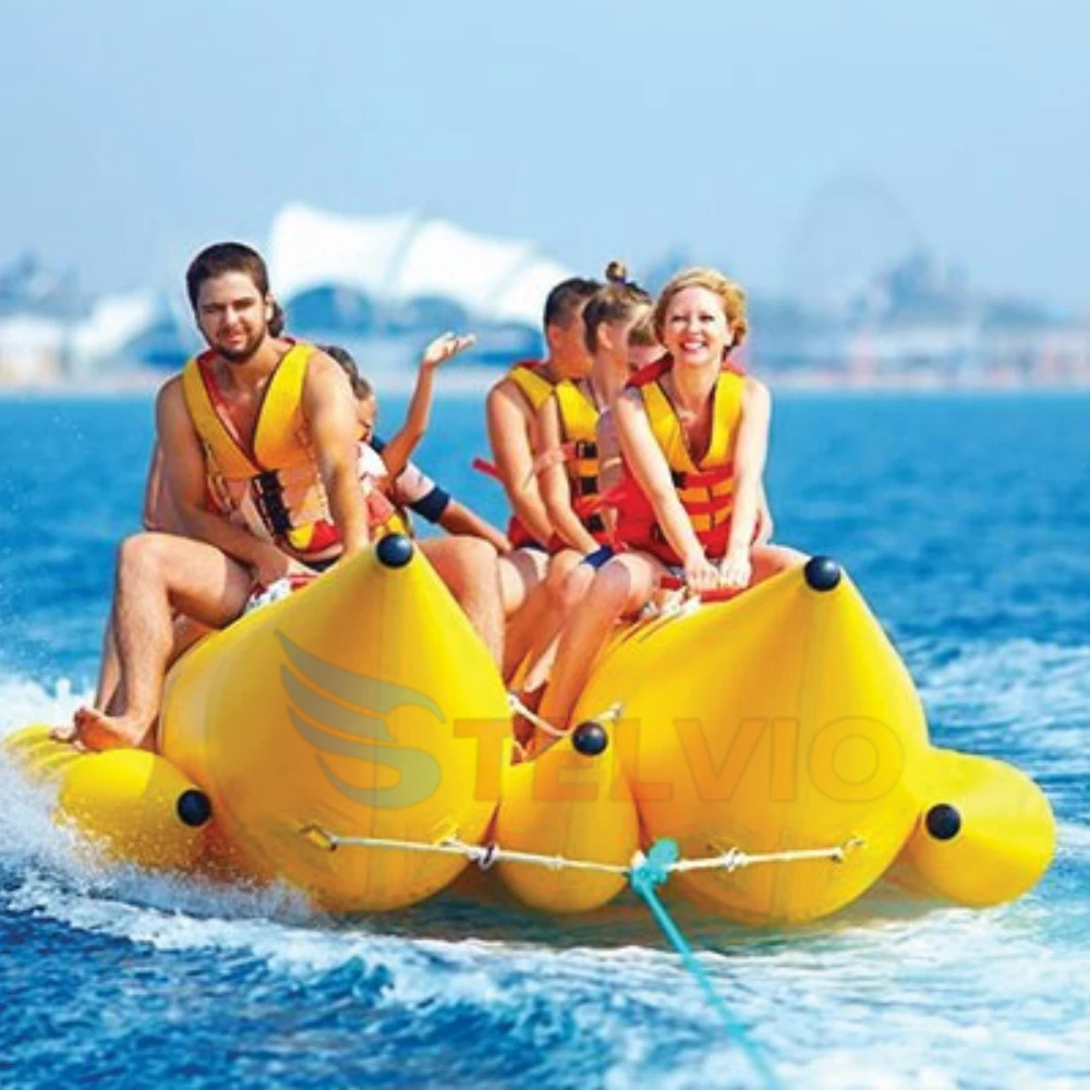 

0.6mm PVC 4 Person Inflatable Banana Boat Water Toy Towable Banana Boat for Water Sport Games