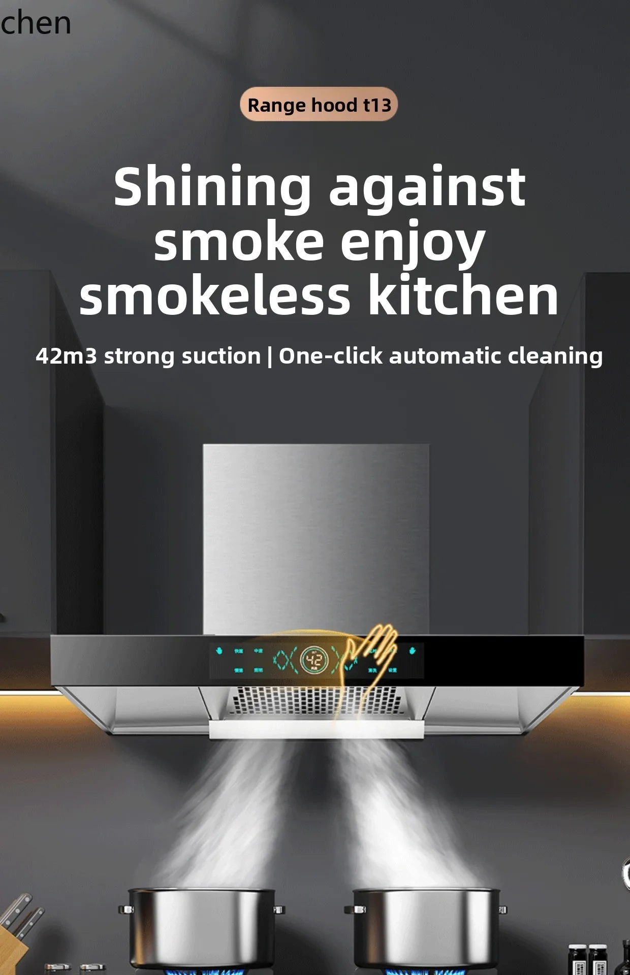 ZML range hood top suction and exhaust automatic cleaning household automatic cleaning gas stove set