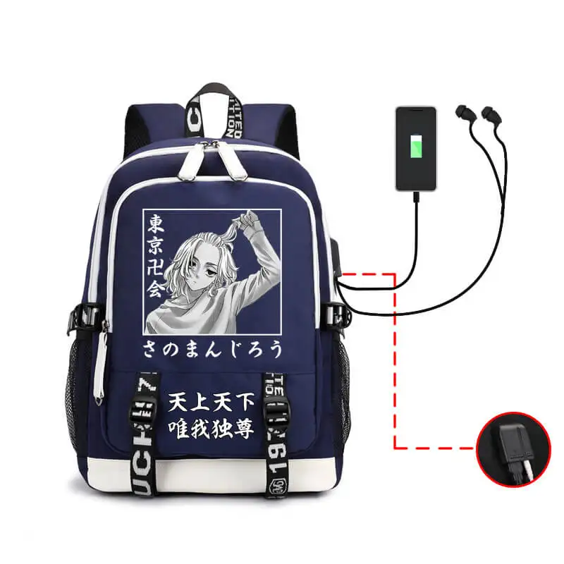 

Anime Tokyo Revengers Print Backpack Large Capacity Student Schoolbags USB Charging Travel Backpack For Teenagers