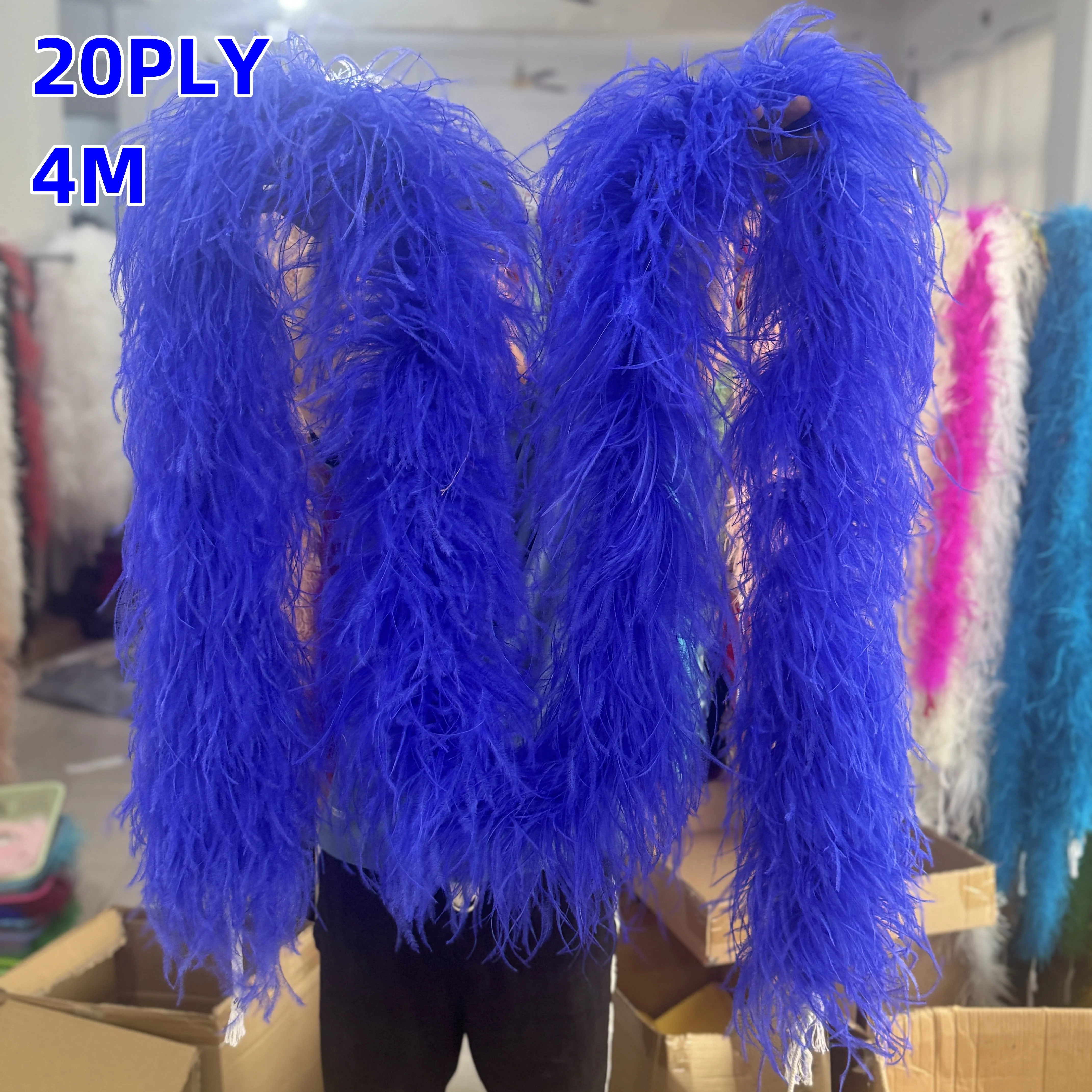 

4Meters Trims Boa Natural Ostrich feather decoration boa Shawl for Costume Party Dress Sewing Accessory 4 6 10 15 20PLY Fluffy