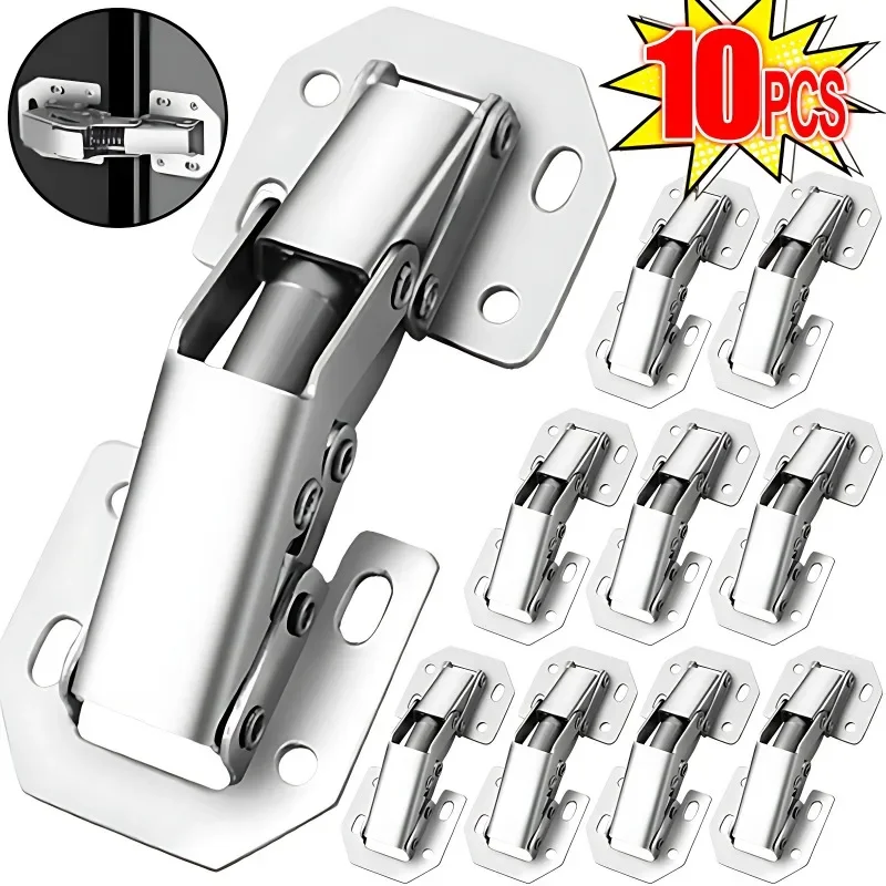 2/10Pcs 90 Degree Steel Cabinet Hinges No-Drilling HoleHydraulic Buffer Hinge Kitchen Cabinet Cupboard Hinges Furniture Hardware