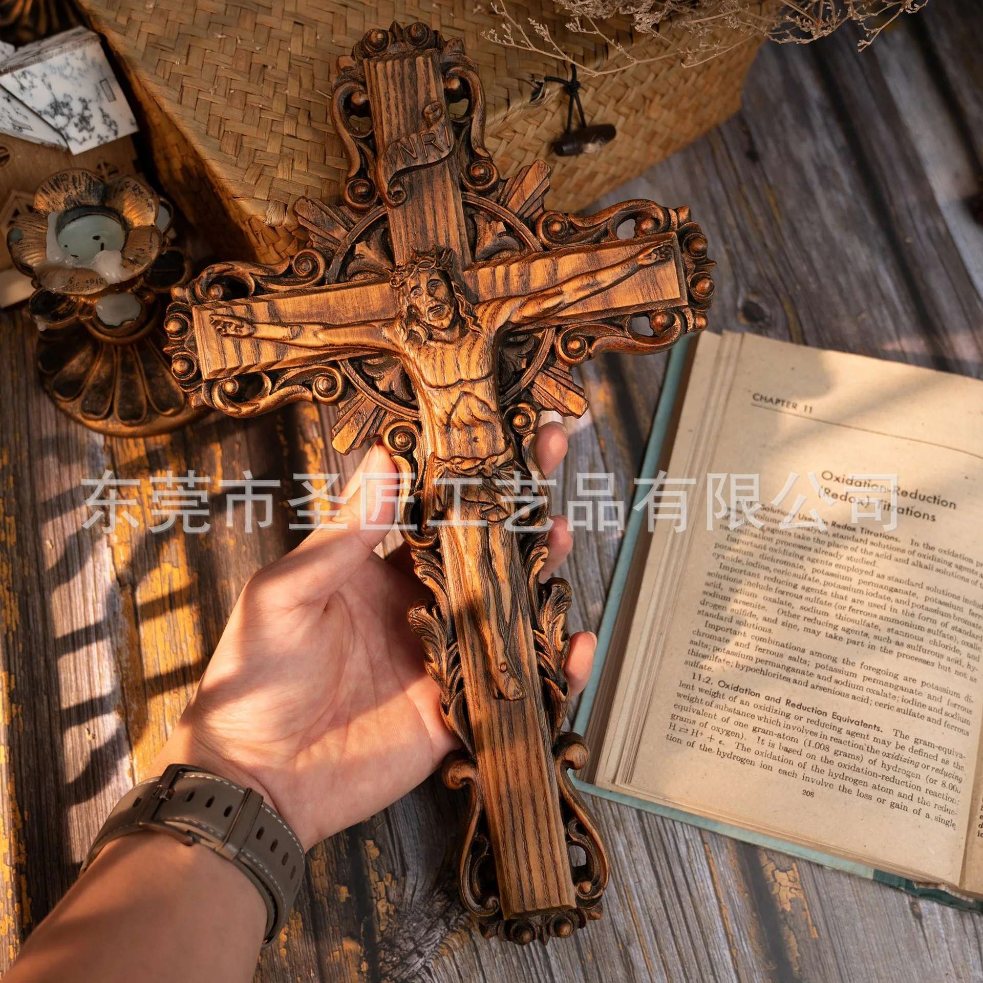 Jesus Crucified Wooden Wall Cross, Catholic Religious Image Statue