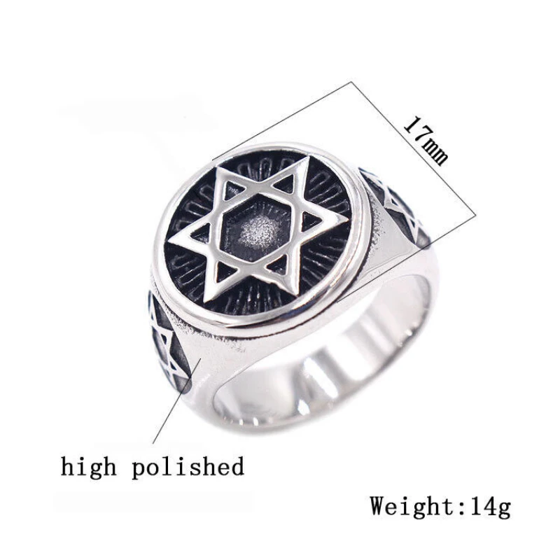 Saiye Mens Stainless Steel Six Point Hexagram Star Of David Ring Size 7-13 316l Jewelry Wholesale