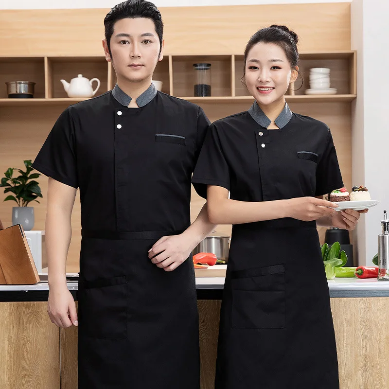 Uniforme de chef à manches courtes pour hommes, salle à manger, hôtel, salopette de chef, été, manches courtes, restaurant, salle à manger, cantine, arrière, cuisine, travail, Cl