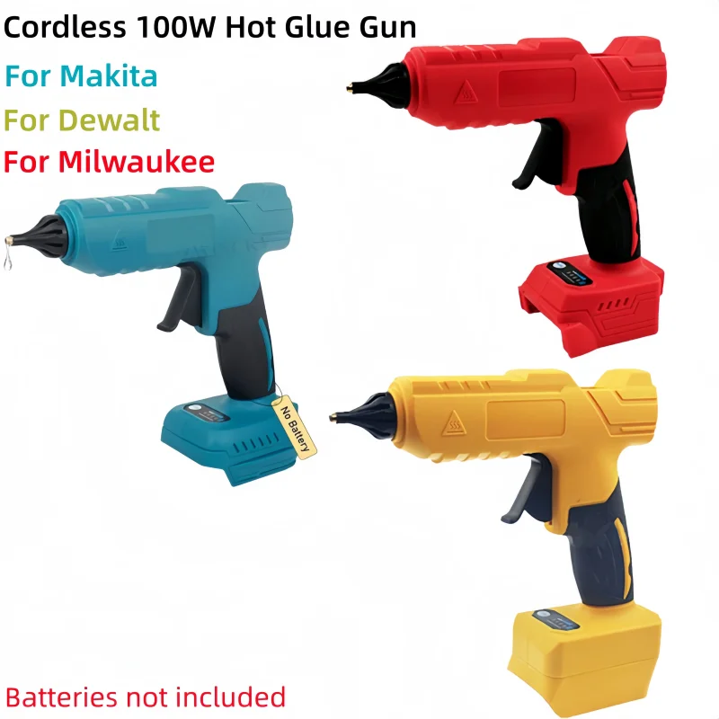 

Беспроводной электрический пистолет для термоплавкого клея «сделай сам», 100 Вт, совместимый с батареей Makita/DeWalt/Milwaukee 18 В, с клеевым карандашом