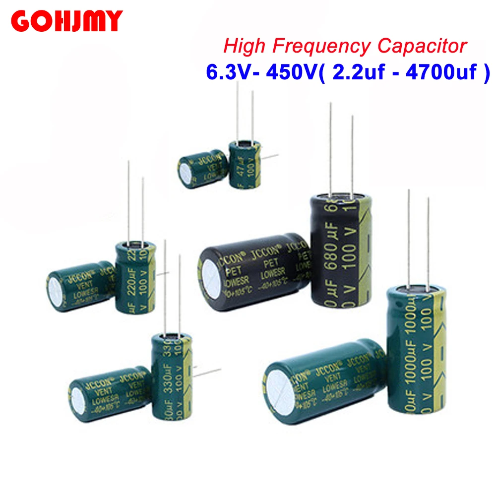 

10V 16V 25V 35V 50V 63V 400V High Frequency Low ESR Aluminum Capacitor 100UF 220UF 330UF 470UF 680UF 1000UF 1500UF 2200UF 3300UF
