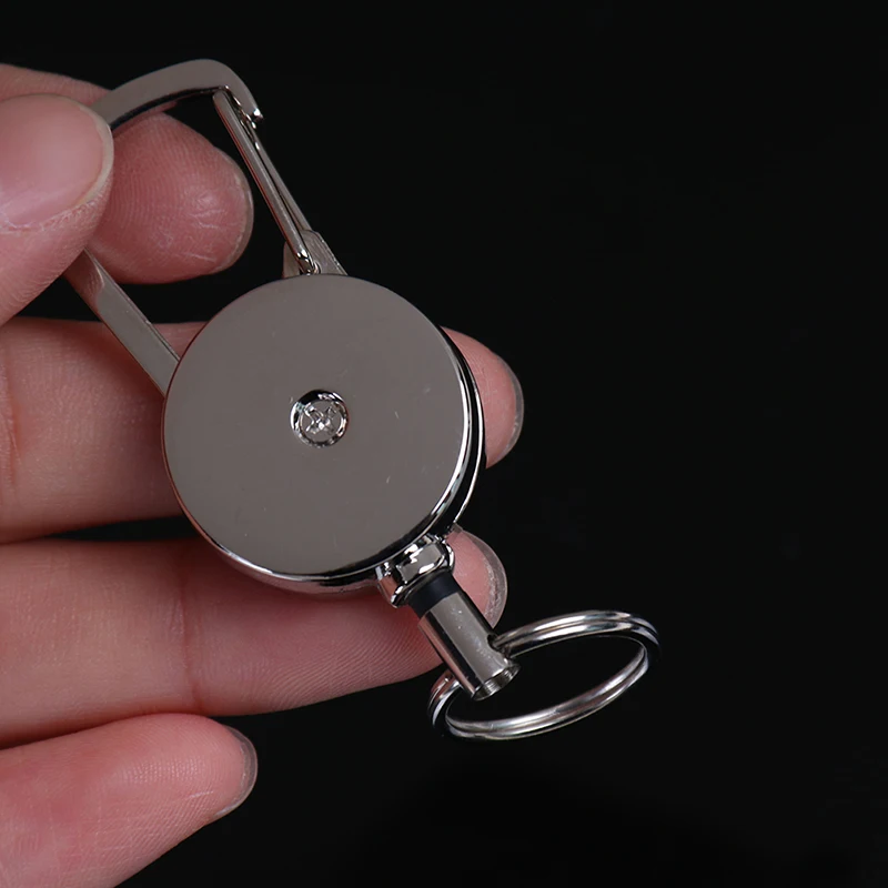 1pc Retractable Pull Key Ring Chain Clip Carabiner Holder Recoil Extends To 50cm