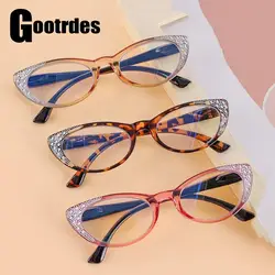 Fashion Rhinestones Reading Glasses Anti-Blue Light Eye Protection Readers Glasses Men Women Vintage Cat Eye Presbyopic Eyewear